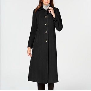 Anne Klein Single Breasted Cashmere Blend Maxi Coat, Black, Sz 14, Plus, NWOT